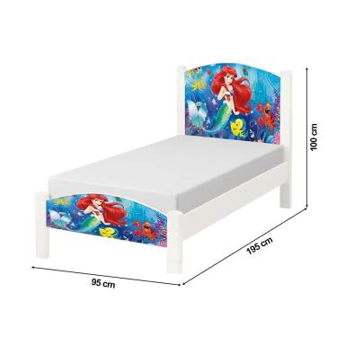 Imagem de Cama Infantil Solteiro Tema Ariel Estrutura Resistente - Branco Ariel