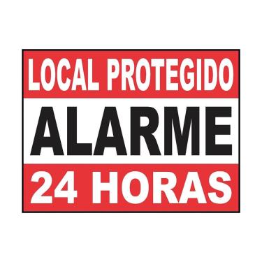 Imagem de Placa de Aviso Local Protegido Alarme 24 Horas 13x18CM para Segurança Residencial e Com...