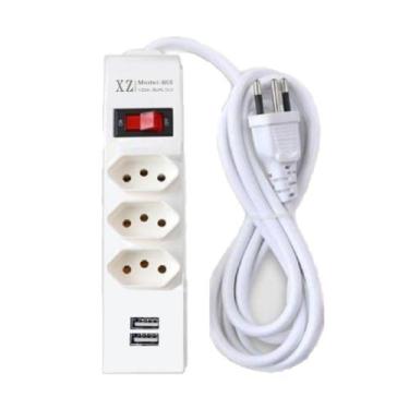 Imagem de Régua Extensão Filtro Linha 3 Tomadas Com 2 Usb 3 Metros - Xzhang, Bra