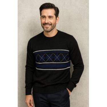 Imagem de Sueter masculino social frio blusa casaco la - Generica, Preto, u