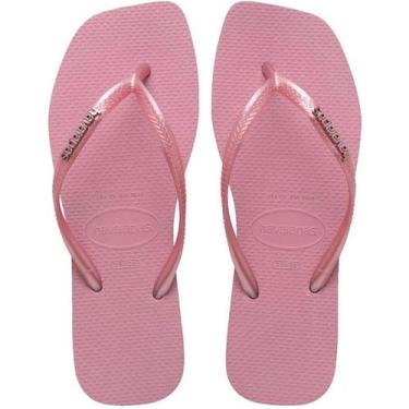 Imagem de Chinelo Havaianas Slim Square Logo Metallic, Rosa, 37