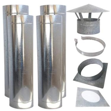 Imagem de Kit Chaminé 7Pol 4M Chapeu Chines/Adapta/Acabam/Abraçadeir - INOX LAUR