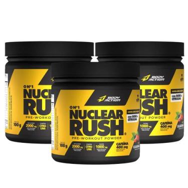 Imagem de 3x Pre treino Nuclear Rush Cafeína Body Action Guaraná 100g -, Guaraná