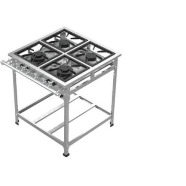 Imagem de Fogão Industrial 4 Bocas 40x40 P8 em Aço Inox - Leona
