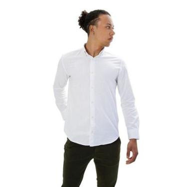 Imagem de Camisa Masculina Ixória M.Longa Slim Fit Oxford Gold Branca, Branco, M