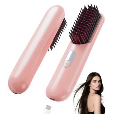 Imagem de Escova alisadora de cabelo sem fio Rizzrosa Portable Pink