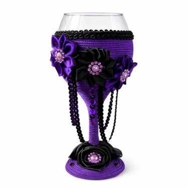 Imagem de Taça Artesanal Pomba Gira Maria Mulambo Tecido Vidro 300ml - Lua Místi