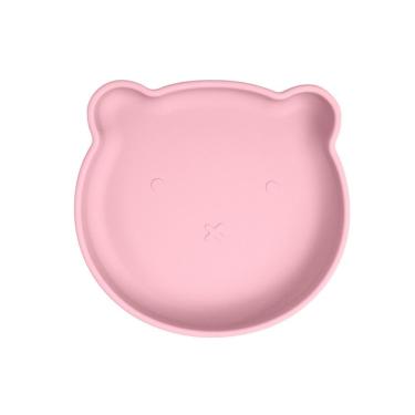 Imagem de Prato Infantil de Alimentação com Ventosa Urso Silicone Grau Alimentício Livre Bpa Rosa Freso