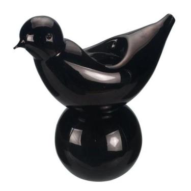Imagem de Suporte de vela dynasty 15cm com formato de passaro em vidro preto 230