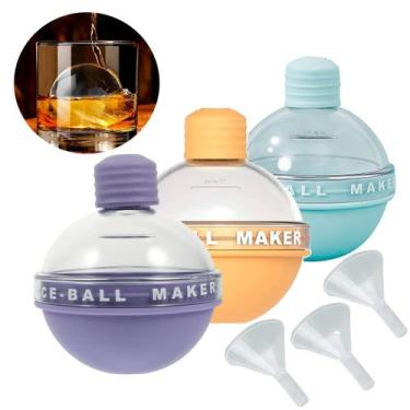 Imagem de Forma De Gelo Esfera Redonda 100ml Molde Bola com Tampa E Funil - Cent