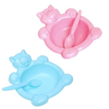 Imagem de Prato para Refeição do Bebê de Gatinho com Colher - 8979 - ds, Azul