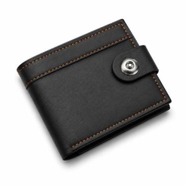 Imagem de CARTEIRA MASCULINA ELEGANTE COURO PU PORTA CARTÕES E MOEDAS Cor:Preto 