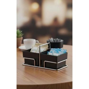 Imagem de 2x Organizador Sachês Açúcar Adoçante Café Mesa Preto - Congratulation