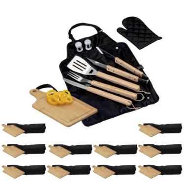 Imagem de Kit 10 Unidades - Kit Estojo Para Churrasco 8 Utensilios e Tábua - ZZ
