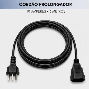 Imagem de Cordão Prolongador 3 metros 127/220v Bivolt Ventilador Impressora PC 1