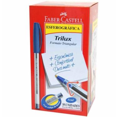 Imagem de Caneta esferografica triangular trilux 1.0mm azul / 50un  / faber