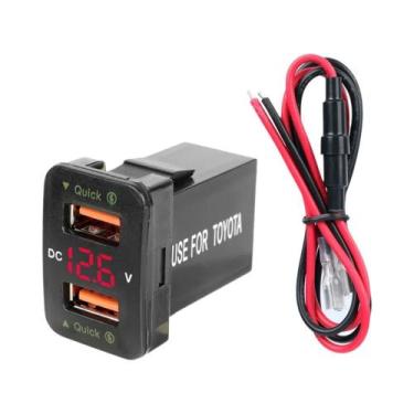 Imagem de Adaptador De Energia Veicular USB Duplo Com LED E Voltímetro 12-24V, C