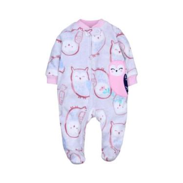 Imagem de Macacão De Bebê Unissex Em Fleece Com Zíper, Pijama Para 0-12 Meses, R