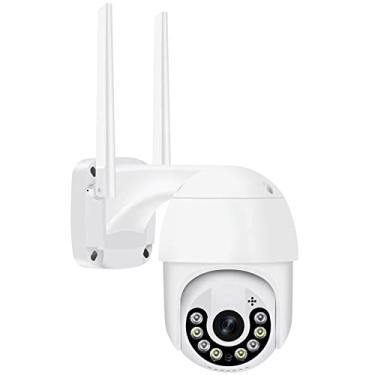 Imagem de Câmera de segurança ao ar livre, câmera de segurança WiFi visão de 360°, câmera IP de vigilância residencial PTZ 1080P com detecção de movimento, áudio bidirecional, visão noturna colorida, à prova d'água
