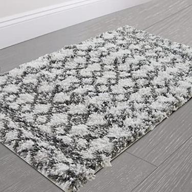 Imagem de Nautica Tapete bufante – Taza | Decoração de casa moderna | Tapete de realce premium | Mede 6 x 9 cm | Branco e cinza escuro