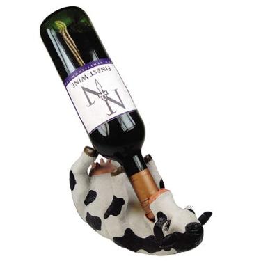 Imagem de Pacific Giftware Porta-vinho Vaca Guzzler - Suporte para Garrafa de Vinho - Multicor - Bancada - Casual