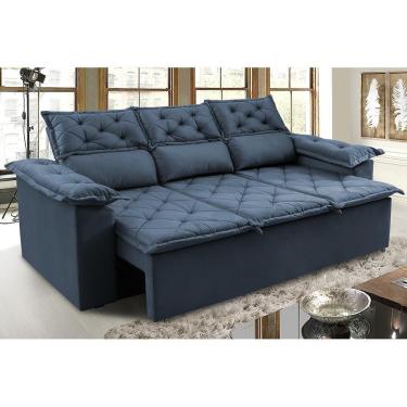 Imagem de Sofá 3 Lugares Retrátil e Reclinável Cama inBox Compact 2,00m Velusoft Azul