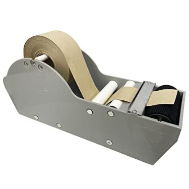 Imagem de QILIMA Dispensador de fita ativada em água cinza para mesa com fita de goma de papel kraft reforçada, 4 cm x 55 metros para envio, vedação de caixa e caixa