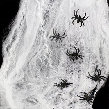 Imagem de AOSTAR Halloween Stretch Spider Webs Indoor & Outdoor Spooky Spider Webbing with 50 Fake Spiders for Halloween Decorations