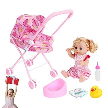 Imagem de carrinho bebê boneca - Acessórios boneca com carrinho,carrinho boneca divertido para bebês, bebês, crianças pequenas, meninas, crianças Baodan