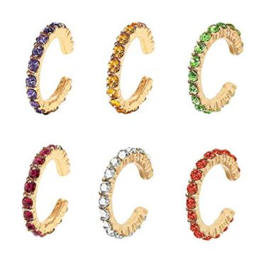 Imagem de Conjunto de 6 peças de brincos de argola com clipe colorido e punho de orelha da MOEPAPA