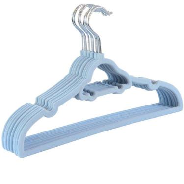 Imagem de Kit 12 Cabides De Veludo Infantil Carrinho Azul Bebe