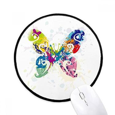 Imagem de DIYthinker Borboleta com padrões florais mouse pad desktop escritório tapete redondo para computador
