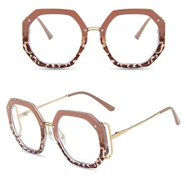 Imagem de Óculos de Sol Quadrados Grandes para Mulheres Óculos de Sol Polígono para Senhoras Óculos de Luz Anti Azul, 10, Com uma bolsa