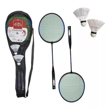 Imagem de Raquete Badminton - Kit Com 2 Raquetes + 2 Petecas -Top Rio