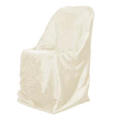 Imagem de LinenTablecloth Capa de cadeira dobrável de cetim marfim