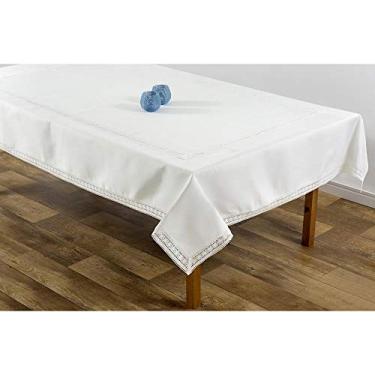 Imagem de Toalha de mesa Atenas quadrada para 4 ou 6 lugares com renda guipir branca - Rafimex