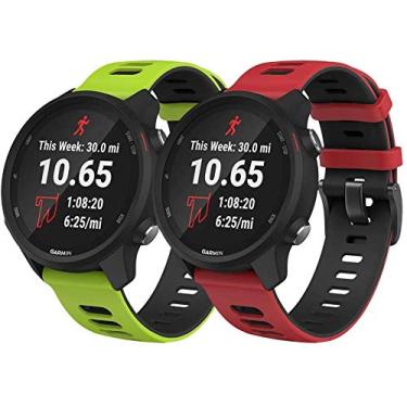 Imagem de Kit 2 Pulseiras NSmart compatíveis com Garmin Forerunner 245 645 Music Vivomove Vivomove HR e Active 3/4 - Nandos-Store (Kit vermelha+Verde claro)