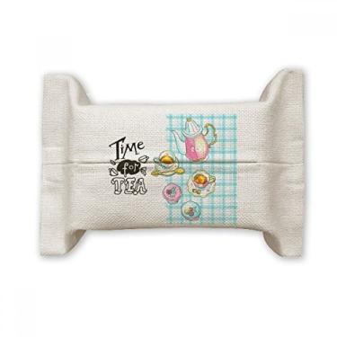 Imagem de Time for Tea Cupcake Teaport França Capa de papel para lenços faciais Bolsa de linho de algodão