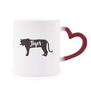 Imagem de Caneca Tiger preta e branca Animal sensível ao calor Caneca vermelha muda de cor