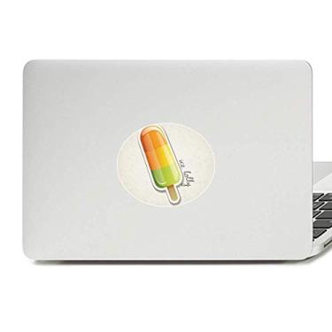 Imagem de Adesivo de notebook com emblema de vinil e picolé verde laranja e amarelo com picolé doce sorvete