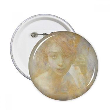 Imagem de Outono Girl XJJ Pintura a óleo Pinos Redondo Emblema Decoração Roupas 5 peças Presente