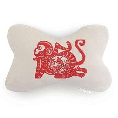 Imagem de DIYthinker Papercut Almofada de apoio de cabeça com estampa de macaco do zodíaco chinês para decoração do pescoço