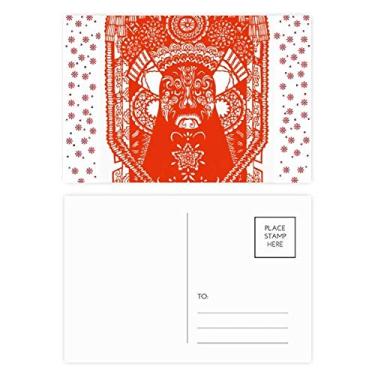 Imagem de Cartão postal de Natal para celebração de flores de Natal com cabeça de rosto cortada em papel e ópera vermelha de Pequim