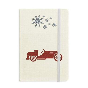 Imagem de Caderno geométrico vermelho clássico de carros, caderno grosso de flocos de neve inverno