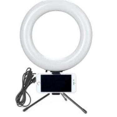 Imagem de Ring Light Iluminador Led 16cm + Mini Tripé + Suporte Celular - Un Mar