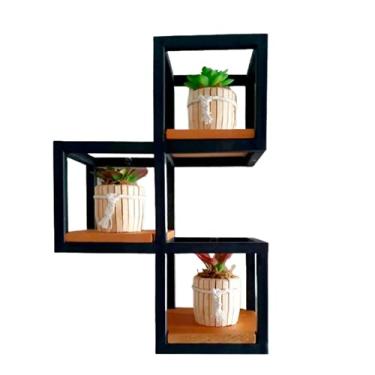 Imagem de Trio de Nichos Estante Prateleira Industrial Ferro e Madeira Maciça - The Stod