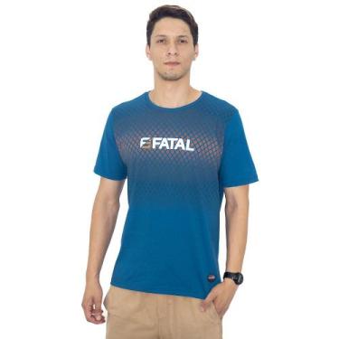 Imagem de Camiseta Estampa Quadriculada Masculina Fatal Surf Azul
