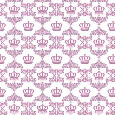 Imagem de Papel De Parede Adesivo Baby Princesa Coroas Rosé - 10M