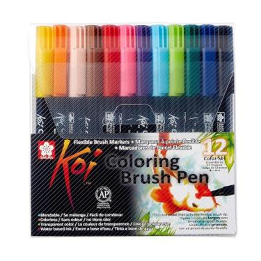 Imagem de Kit Caneta Brush Pen Artística Koi Coloring Sakura 12 Cores