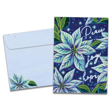 Imagem de Tree-Free Greetings Pacote com 10 Cartões e Envelopes Correspondentes, Ecológico, Feito nos EUA, 100% Papel Reciclado, 12,7 x 17,7 cm, Poinsétia Brilhante (HB54441)